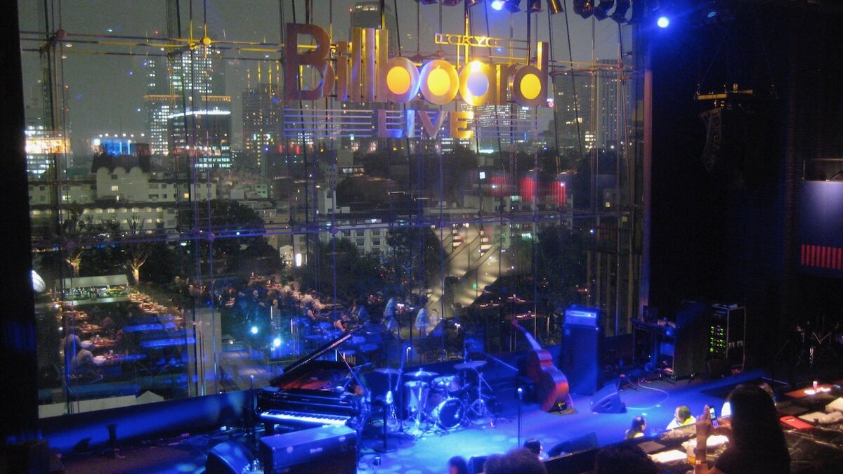 View of the Tokyo skyline from the stage at Billboard Live Tokyo